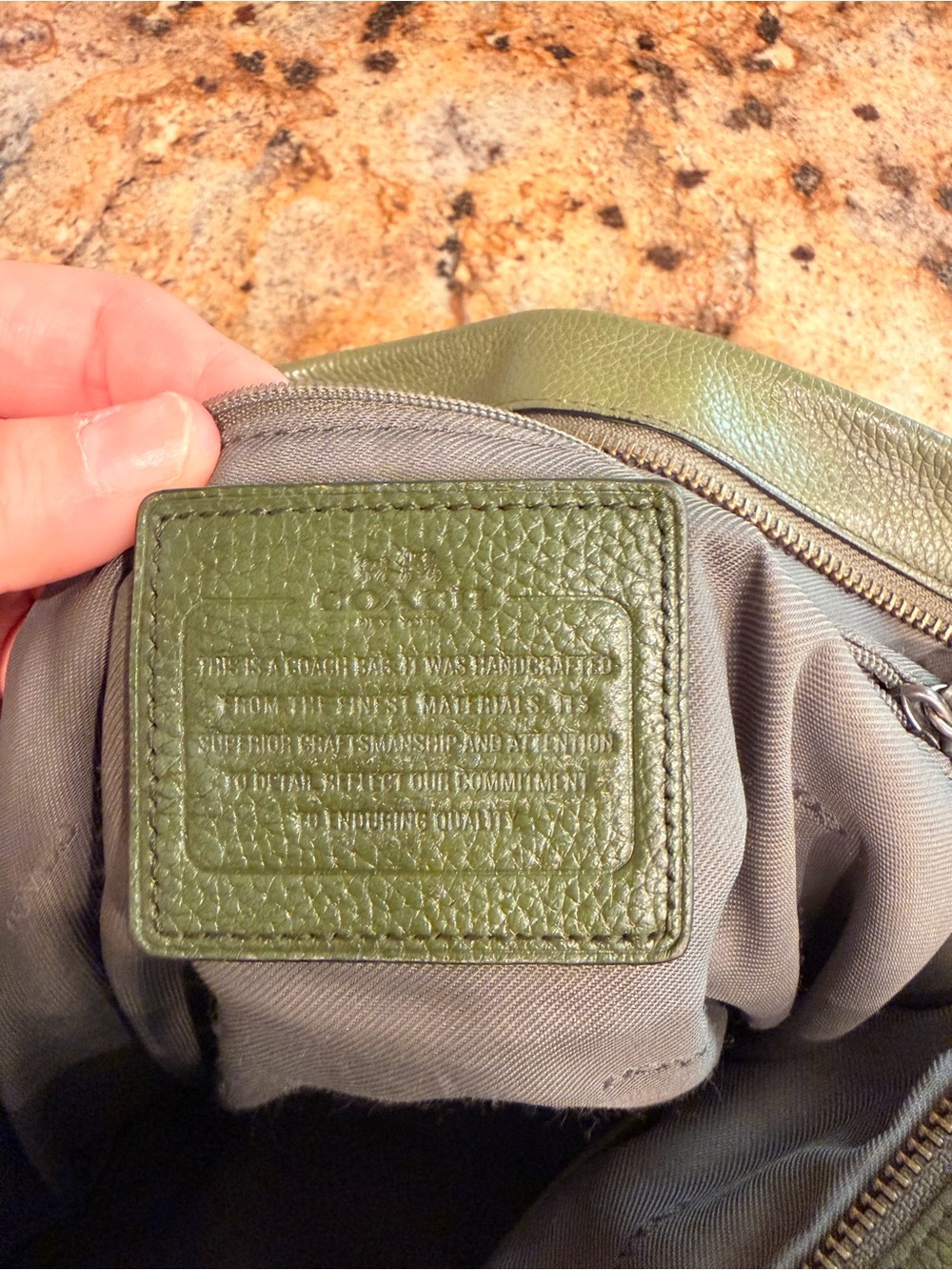 Coach Olive Green Leather Shoulder Hobo - Picture 9 of 9